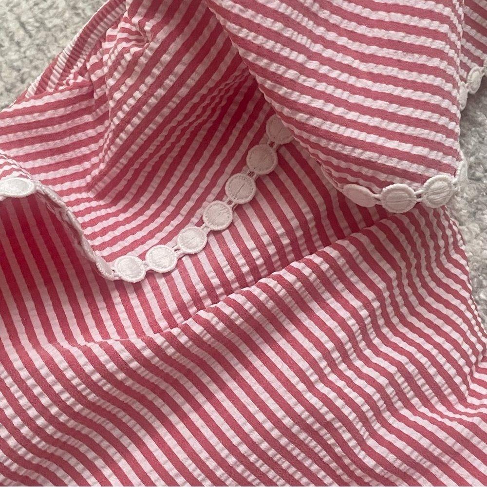 J. CREW Swimsuit One-shoulder Ruffle One-Piece in Seersucker Size 14 - Picture 11 of 14